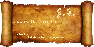 Zubek Henrietta névjegykártya